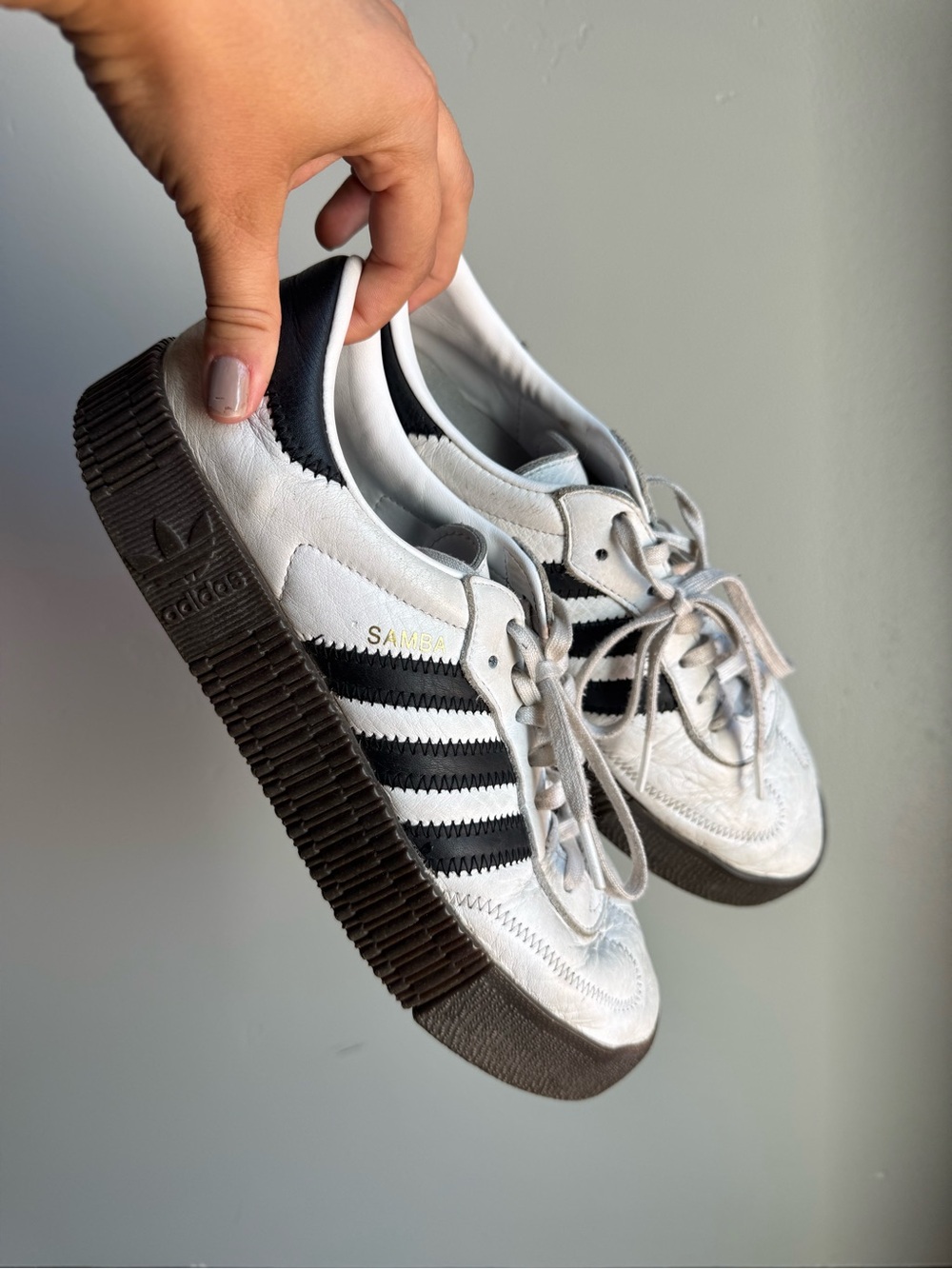 Adidas Samba OG White Black Gum Sole Leather Sneakers 9 Classic Y2K Minimalist - Picture 2 of 8